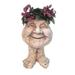 Homestyles Antique White 12 in. Granny Joy the Muggly Face Statue Planter Holds 4 in. Pot