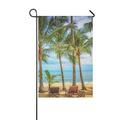 MYPOP Tropical Beach with Coconut Palm Trees Yard Garden Flag 12 x 18 Inches