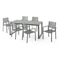 Forrest Outdoor 6 Seater Aluminum Dining Set Gray Gun Metal