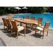 Teak Dining Set:8 Seater 9 Pc - 94 Oval Table And 8 Wave Stacking Arm Chairs Outdoor Patio Grade-A Teak Wood WholesaleTeak #WMDSWVa