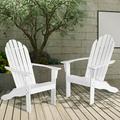 Gymax 2PCS Wooden Classic Adirondack Chair Lounge Chair Outdoor Patio White