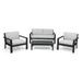 Santa Otis Outdoor 4 Seater Acacia Wood Chat Set with Cushions Wire Brushed Dark Gray and Light Gray