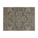 GDF Studio Mirabelle Outdoor 5 3 x 7 Medallion Area Rug Tan and Blue