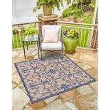 Unique Loom Gate Outdoor Botanical Rug 6 1 x 6 1 Blue