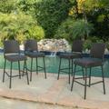 Outdoor Wicker Dining Chairs with Wood Finish Metal Legs Multibrown Brown
