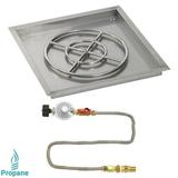 American Fireglass 24 in. Square Stainless Steel Drop-In Pan with Match Light Kit - Propane
