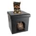 Pet House Ottoman- Collapsible Multipurpose Cat or Small Dog Bed Cube and Footrest with Cushion Top and Interior Pillow by PETMAKER (Faux Leather)