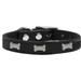 Mirage Pet 83-44 Bk12 Silver Bone Widget Genuine LeaTher Dog Collar Black - Size 12