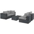 Modern Contemporary Urban Design Outdoor Patio Balcony Garden Furniture Lounge Sectional Sofa Set Sunbrella Rattan Wicker Grey Gray