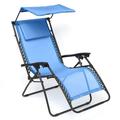 BrylaneHome 350 Lbs. Outdoor 350 Lbs. Weight Capacity Zero Gravity Adjustable Chair with Canopy Folding Patio Yard Lounger Chair - Pool Blue