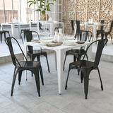 Flash Furniture Metal Indoor/ Outdoor Stackable Bistro Chair (Set of 4) Black