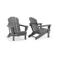 Outdoor Folding Poly Adirondack Chair (Set of 2) Gray