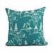 Simply Daisy 18 x 18 Chinapezka Floral Print Outdoor Pillow Blue