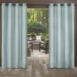 Exclusive Home Biscayne Indoor/Outdoor Two Tone Textured Grommet Top Curtain Panel Pair 54 x96 Pool Blue