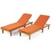Noble House Nadine Outdoor Wood Lounge Cushion (Set of 2) Teak/Rust Orange
