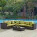 Modway Convene 7 Piece Outdoor Patio Sectional Set in Expresso Peridot