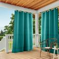 Exclusive Home Curtains Indoor/Outdoor Solid Cabana Grommet Top Curtain Panel Pair 54x108 Dark Teal