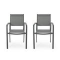 Noble House Cape Coral Outdoor Aluminum Dining Chair in Gunmetal Gray (Set of 2)