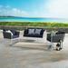 Modway Stance 3 Piece Outdoor Patio Aluminum Sectional Sofa Set in White Navy