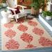 SAFAVIEH Courtyard Jenny Geometric Medallion Indoor/Outdoor Area Rug 5 3 x 5 3 Round Natural/Red