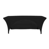 Your Chair Covers - Stretch Spandex 6 Ft Open Back Rectangular Table Cover Black