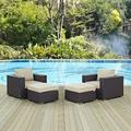 Modway Convene 4 Piece Outdoor Patio Sectional Set in Espresso Beige