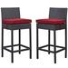 Modway Lift Bar Stool Outdoor Patio Set of 2 in Espresso Red