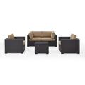 Crosley Furniture Biscayne 5 Piece Metal Patio Sofa Set in Brown/Mocha