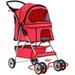 BestPet Pet Stroller Cat Dog Cage Stroller Travel Folding Carrier Red