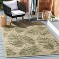 SAFAVIEH Courtyard Seymor Distressed Palm Leaf Indoor/Outdoor Area Rug Green/Beige 6 7 Square