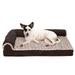 FurHaven Pet Products Two-Tone Faux Fur & Suede Memory Top Deluxe Chaise Lounge Pet Bed for Dogs & Cats - Espresso Medium