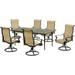 Hanover Brigantine 7-Piece Dining Set with an Expandable Cast-Top Dining Table and 6 Sling Swivel Rockers