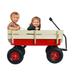 Clearance Wood Wagon utility Cart with Air Tires Wheels Outdoor Beach Wagon w/Wood Railing Adjustable Handle & Removable Wooden Side Panels Wood Wagon for Camping Beach 330lbs Red S6774