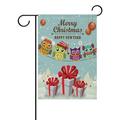 POPCreation Vintage Christmas Poster Design With Owl Polyester Garden Flag Outdoor Flag Home Party Garden Decor 28x40 inches