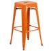 Flash Furniture Kai Commercial Grade 30 High Backless Orange Metal Indoor-Outdoor Barstool with Square Seat