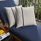Humble and Haute Humble + Haute Sunbrella Cast Silver and Spectrum Indigo Small Flange Indoor/ Outdoor Square Pillow Set of 2 22 in h x 22 in d