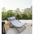 Armen Living Wave Outdoor Patio Aluminum Deck Chair Grey