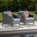 Gregory Outdoor Wicker Club Chairs with Cushions Set of 2 Grey Teal