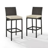 Crosley Furniture Palm Harbor 28 Outdoor Bar Stool in Sand/Brown (Set of 2)