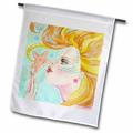 3dRose Soft pastel ocean Mermaid with flowing hair gets a kiss from sweet starfish - Garden Flag 12 by 18-inch