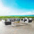 Modway Stance 7-Piece Aluminum & Fabric Patio Sofa Set in White and Gray