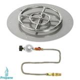 American Fireglass Round Stainless Steel Flat Pan with Match Light Propane Fire Pit Kit (Set of 2)