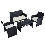 CB16574 Outdoor Wicker Rattan Patio Furniture Set Black - 4 Piece