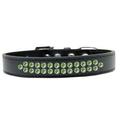 Mirage Pet Products613-08 BK-14 Two Row Lime Green Crystal Dog Collar Black - Size 14