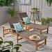 Camdyn Outdoor Rustic Acacia Wood Chaise Lounge with Wicker Seating (Set of 2) Natural and Gray