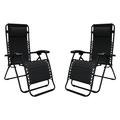 Caravan Sports Zero Gravity Outdoor Folding Lounge Chair Black (Pair)