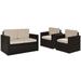 Crosley Palm Harbor 3 Piece Wicker Patio Sofa Set in Brown and Sand