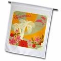 3dRose Hawaii print flowers palm trees sunset - Garden Flag 12 by 18-inch