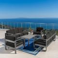 Noble House Cape Coral Outdoor Grey Aluminum 5 Pc Chat Set