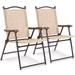 Costway Set of 2 Patio Folding Sling Back Chairs Camping Deck Garden Beach Yellow